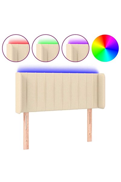 vidaxl Tăblie de pat cu LED, crem, 103x16x78/88 cm, textil