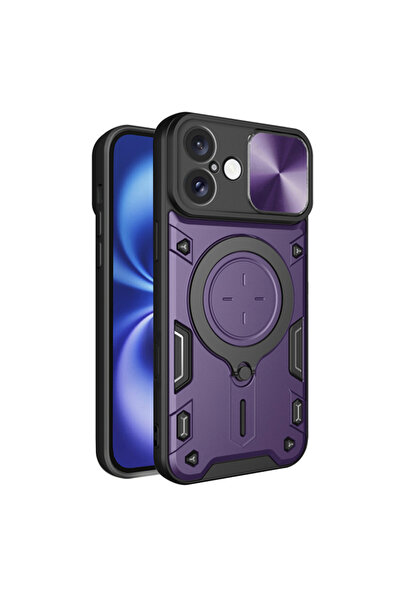 Techsuit Case for iPhone 16, CamGuard Pro, shockproof, purple