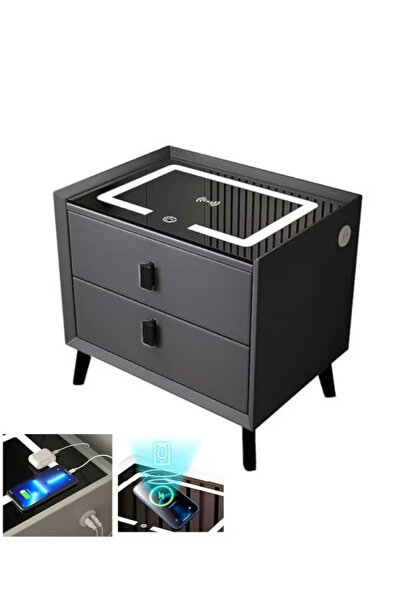 table Smart Nightstands with Wireless Charging Station, USB Port, Modern Nigh...