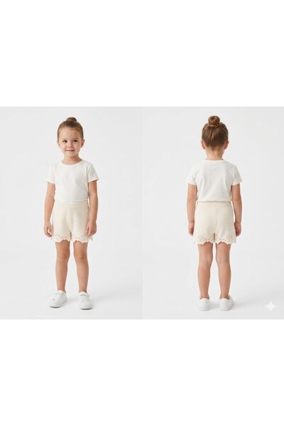 Benetton Crochet Detailed Girls' Shorts