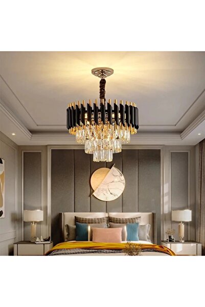 proled Candelabru de cristal GB Rhapsody 300, soclu E14, negru cu auriu