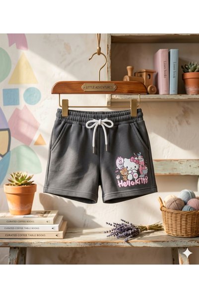 jeliboomkidswear Smoke Color Hello Kitty Printed Shorts and Top Summer Girls' Set