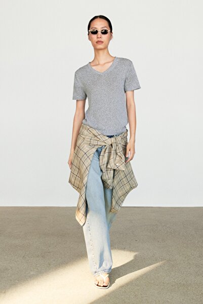 Massimo Dutti Kısa kollu triko t-shirt