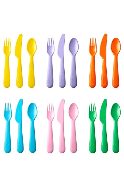 IKEA KALAS 18-piece cutlery set, mixed colours/seasonal edition