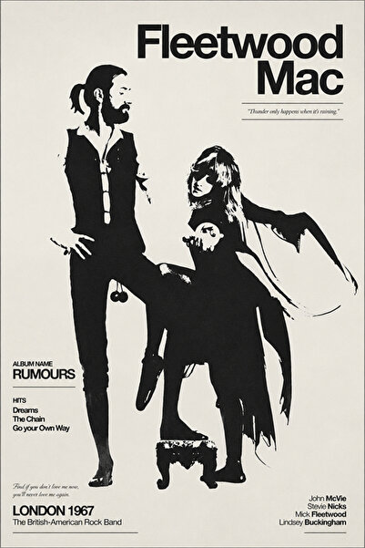 Taranist Poster - Fleetwood Mac Vintage - Retro Music Aesthetic Kalın Kuşe Kağıt