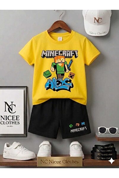 NC Nicee Clothes LETNJA DEČJA MAJICA I KRATKE PANTALONE UNISEKS (MINECRAFT IZ...