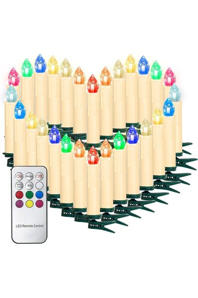 Other 40 de bucăți Lumânări de Crăciun LED RGB, fără fir, pentru bradul de Cr...
