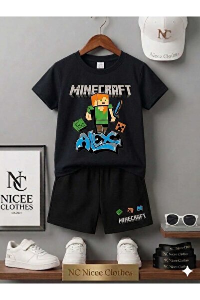 NC Nicee Clothes LETNJA DEČJA MAJICA I KRATKE PANTALONE UNISEKS (MINECRAFT IZ...