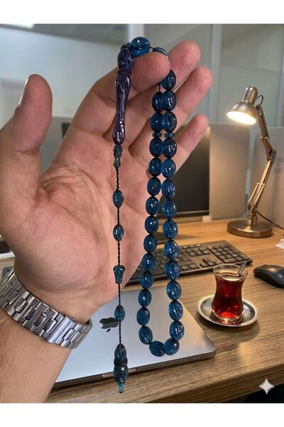 Tesbihcim Çeken Bilir Embroidered Fire Amber Prayer Beads
