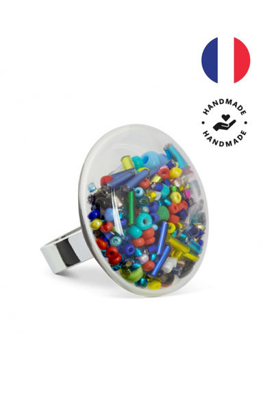 Pylones Glass Ring - Galet - Medium Mix Perles Multi