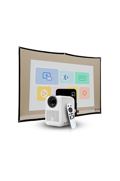 HP CC180W 2-IN-1 Λευκός Projector HD με οθόνη προβολής 84″, ενσωματωμένα ηχεί...
