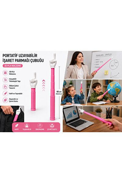 StudioAslanDesign Portatif Uzayabilir İşaret Parmağı Çubuğu | Teleskopik İşar...