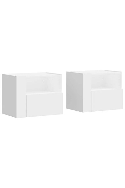 vidaxl Noptiere de perete, 2 buc., alb, 45x30x35 cm
