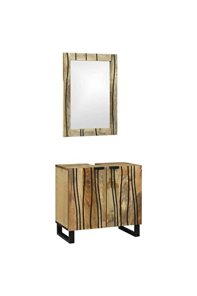 vidaxl Bathroom furniture set with shelf 2 pcs Brown Composite wood