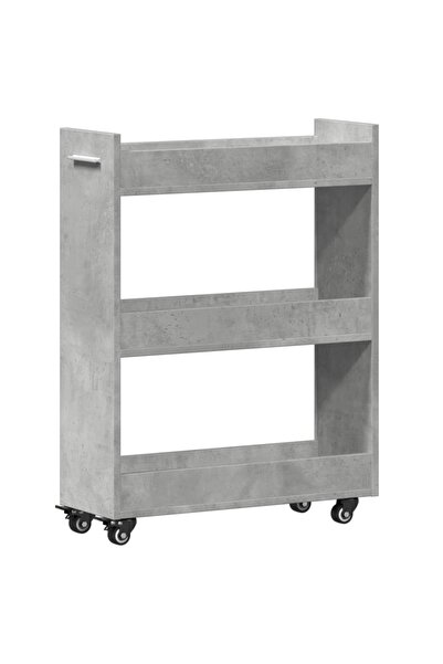 vidaxl Wardrobe with wheels, concrete grey, 60x22x79 cm, processed wood