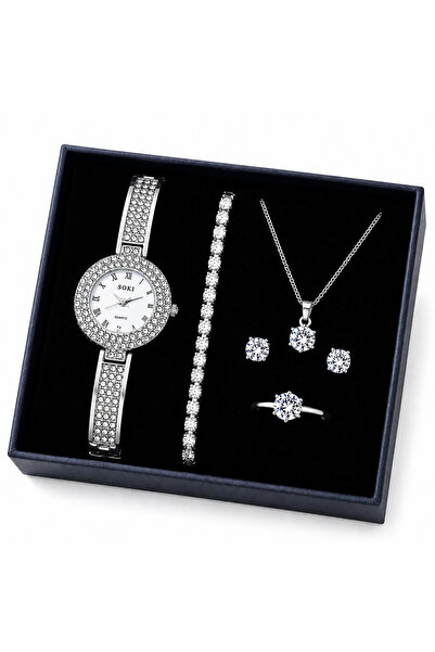 SOKI Premium Women's Gift Top Bottom Set – Watch & Jewelry with Zirconia, Rho...