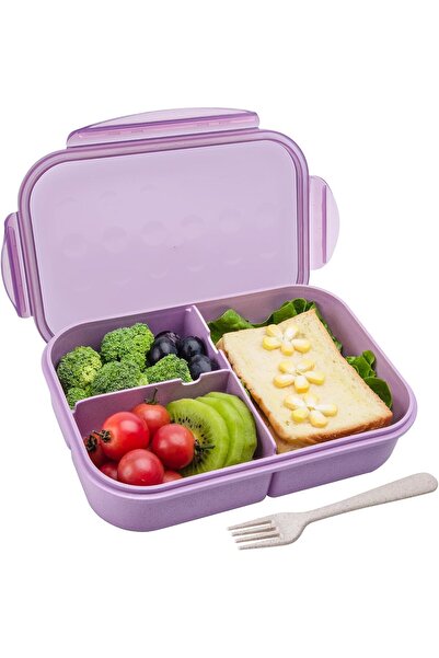 Arabest Bento Lunch Box,Leakproof,3 Compartments,Wheat Fiber Material,Reusabl...