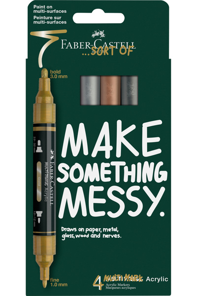Faber Castell Blister of 4 Multimark Acrylic Markers with Metallic Colors by ...