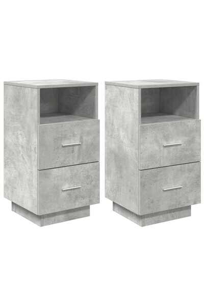 vidaxl Noptiere 2 buc cu 2 sertare Gri beton 36x36x68 cm