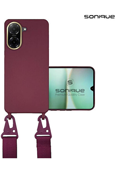 Other Sonique Πίσω Θήκη Σιλικόνης 0.5mm με Λουράκι Μπορντό (Redmi A5)