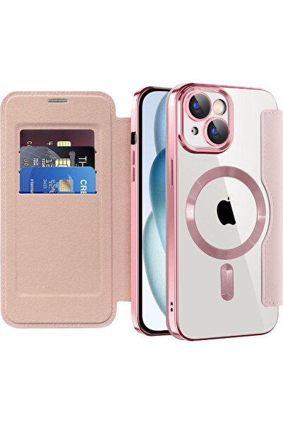 Techsuit Θήκη Σιλικόνης Book Ροζ (iPhone 15 Plus)