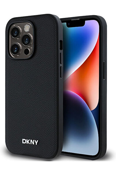 Dkny Λογότυπο Πίσω Κάλυψης Συνθετικό Δέρμα / Δέρμα Ασημί (iPhone 14 Pro) Κωδι...