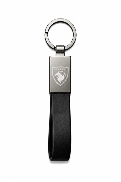 Baghes Breloc Peugeot din metal și piele lucioase – Logo pe ambele părți, Des...