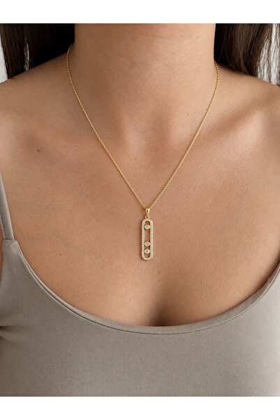 LEROSY CO. Messika Three Stone Necklace Women's Stone Detailed Chain Necklace