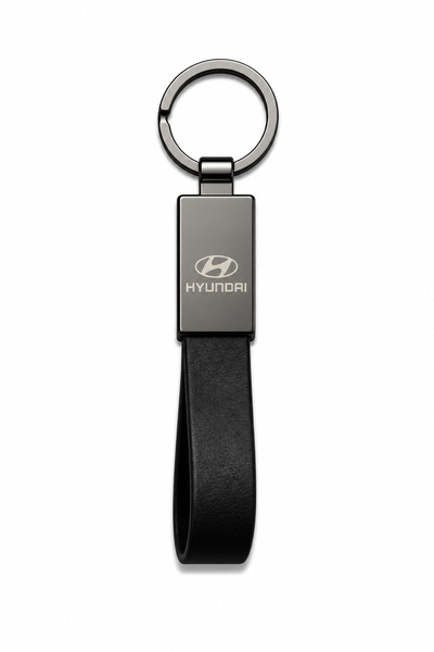 Baghes Breloc Hyundai din metal și piele lucioase – Logo pe ambele părți, Des...