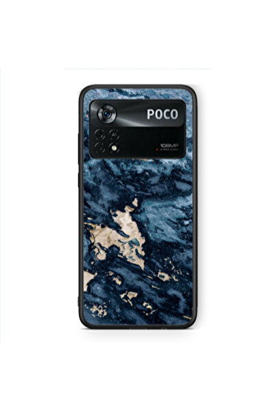 Other Xiaomi Poco X4 Pro Marble Blue Gold Black Glossy Θήκη
