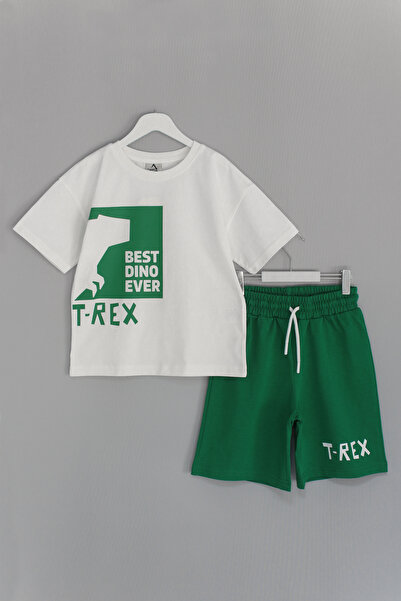 DobaKids Roar serija, set majica i kaprih za dečake, dinosaurus, zeleni set z...