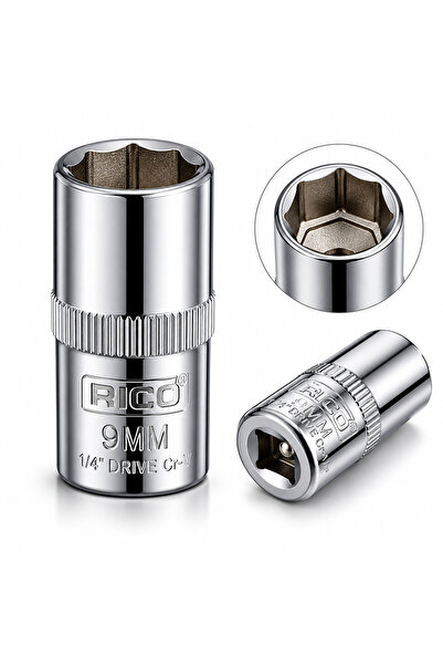 Rico 1/4 9MM 6 Köşe Cr-V Profesyonel Lokma Anahtar Başlığı