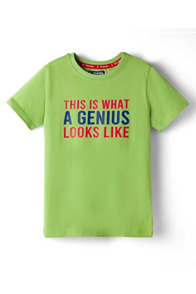 Pine kids Cotton Knit Half Sleeves T-Shirt with Text Print - Lime Green