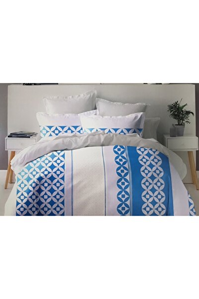 MILANO COLLECTION Double Bed Linen Top Bottom Set 100% Cotton 51209 C10 Blue