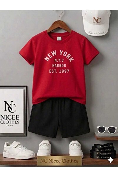 NC Nicee Clothes LETNJA DEČJA MAJICA I KRATKE HLAČE UNISEKS (BELI PRINT NEWYO...
