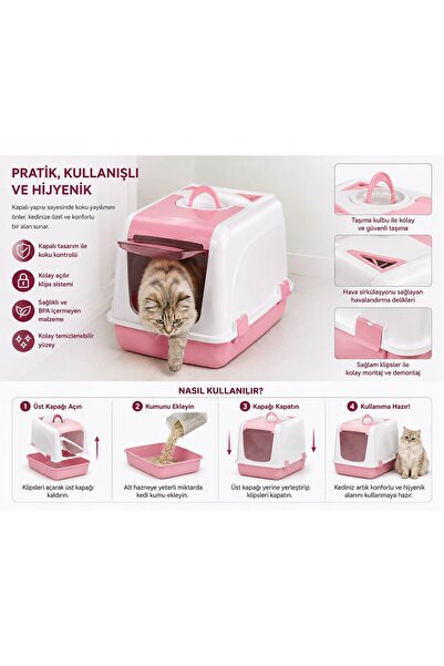 cdk Şenyayla Kapalı Kedi Tuvaleti Orta Boy