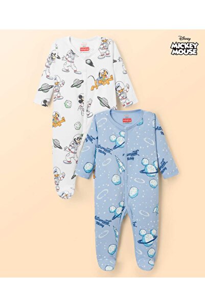 Babyhug Disney Cotton Sleep Suits with Space Theme Print (Pack of 2) - White ...