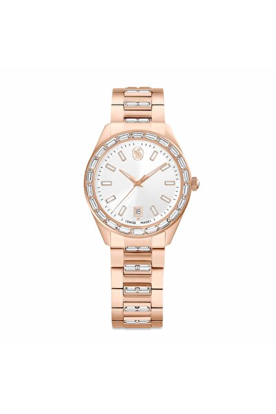 Swarovski Matrix date Saat, İsviçre Üretimi, Metal bileklik, Rose Altın tonu,...