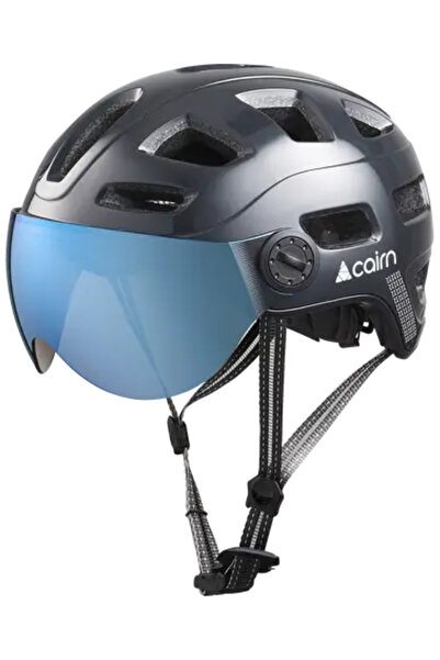 Cairn Cască Quartz Visor Led Shiny Shadowk, Negru mat/Albastru