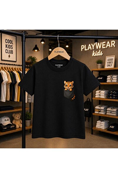 playwear تي شيرت للأطفال مطبوع عليه Little Tiger Pocket 100% للجنسين من 5 إلى...