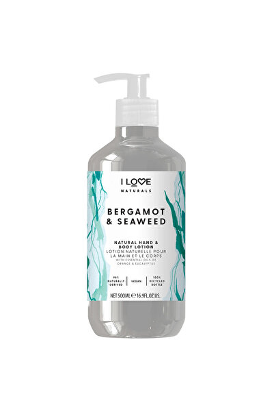 I Love Colecția Naturals, Vegan, Hidratant, Bergamotă și Alge Marine, Loțiune...