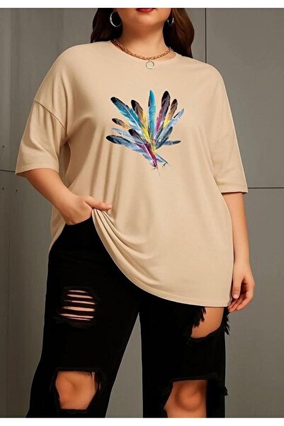 NIGRUM PARDUS Colorful Feathers Printed 100% Cotton Large Size Oversize Women...