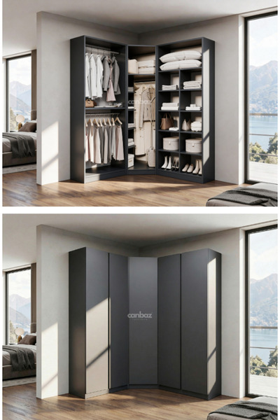 CANBAZ FURNİTURE Mira modüllü köşe 5 MDF kapaklı %100 MDF (KURULUM DAHİL)