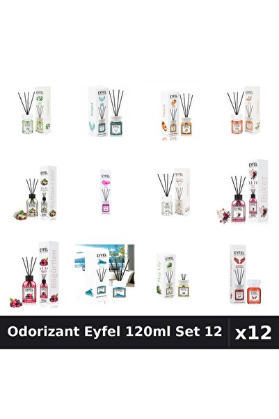 Eyfel Set 12 Odorizante Camera cu Betisoare - Arome Asortate, 120ml