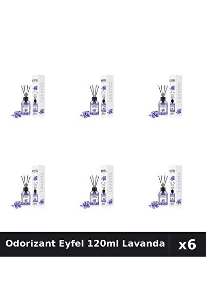 Eyfel Set 6 Odorizant Camera cu Betisoare Lavanda - Parfum Intens 120ml