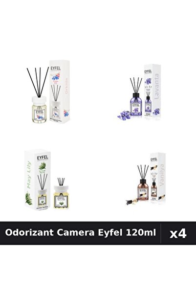 Eyfel Set 4 Odorizant Camera cu Betisoare - Orhidee, Lavanda, Lacramioare, Va...