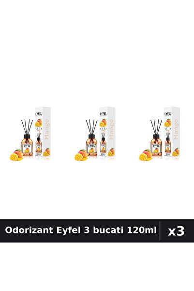 Eyfel Set 3 Odorizante Camera cu Betisoare Mango 120ml - Parfum Intens