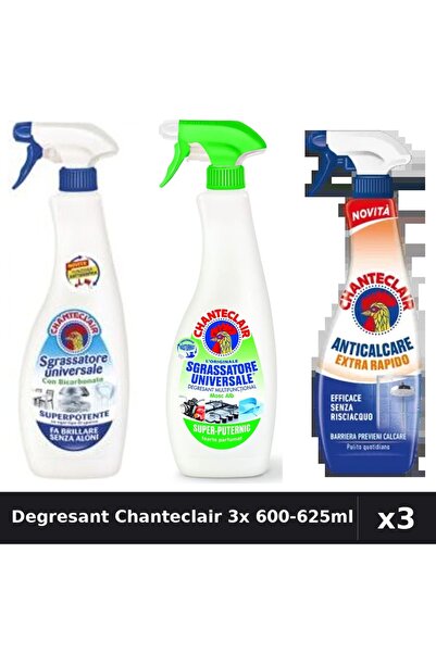 Chanteclair Set 3 Degresant 600ml-625ml - Bicarbonat, Lămâie, Anticalcar Rapid