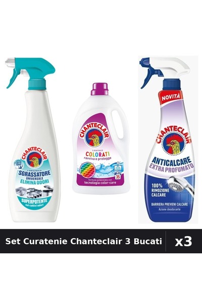 Chanteclair Set 3 Degresant și Detergent 1575ml - Anti-Miros, Color, Anticalcar
