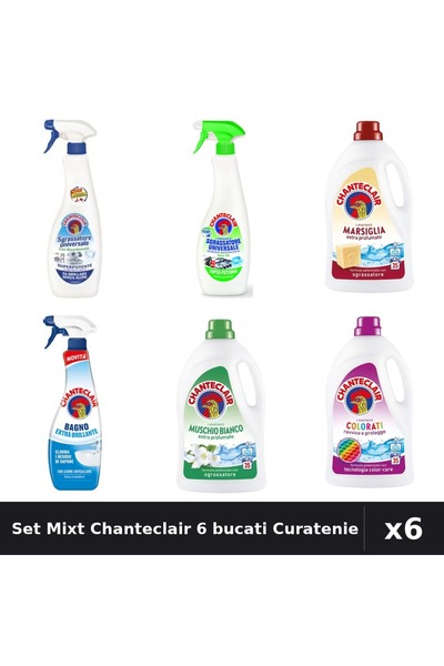 Chanteclair Set 6 Curatenie - Degresant 600ml, Anticalcar 625ml, Detergent 15...